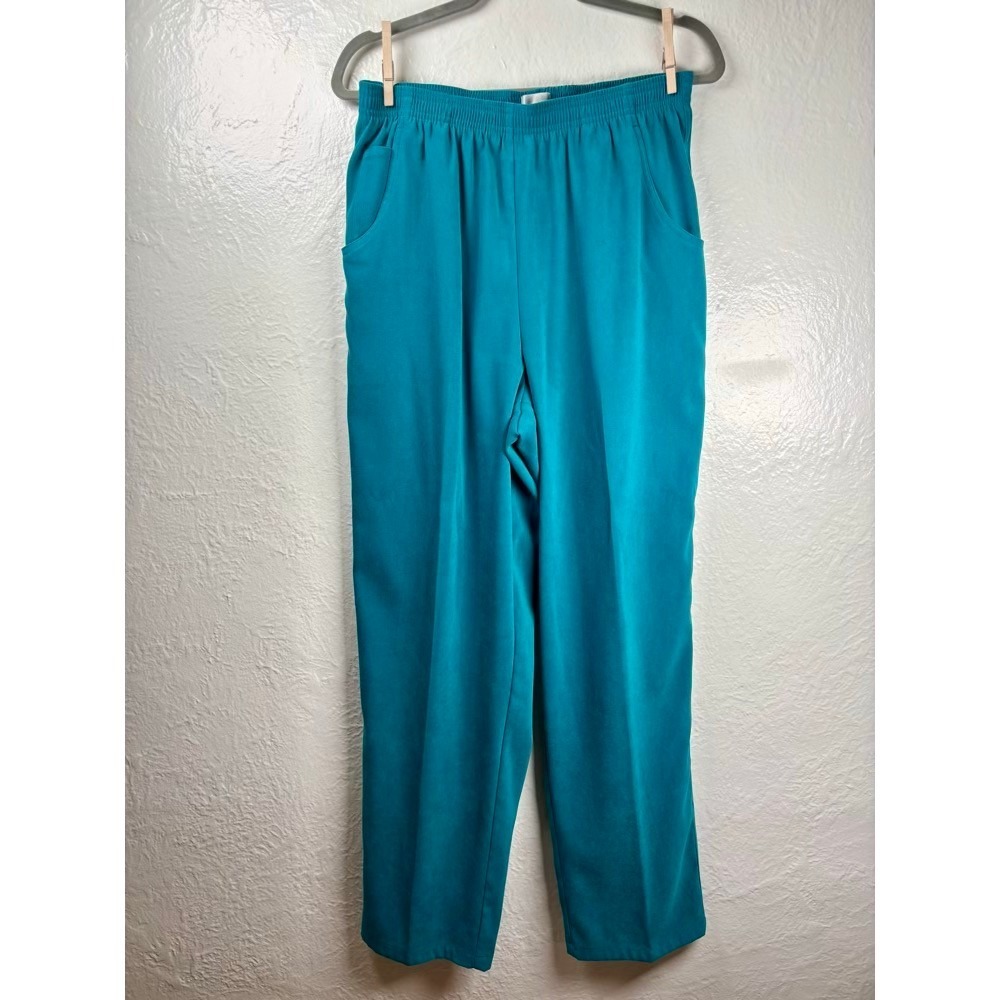 Koret Womens‎ 14 Blue Elastic Waist Straight Leg Pants Pockets Velvet Grannycore